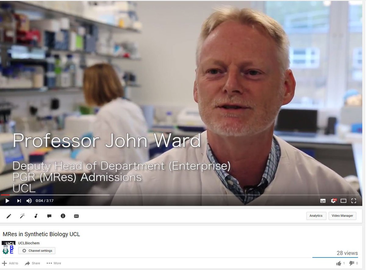 Synthetic Biology is the subject of the future! Watch this short film where John Ward talks about our MRes programme youtube.com/watch?v=umLWeF…