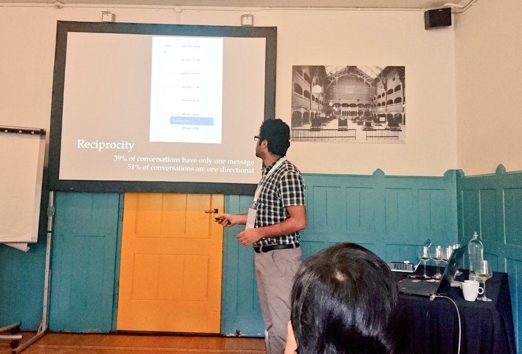 And <a href="/TahaYasseri/">Taha Yasseri</a> on "aftermath of swiping right" #CCS16 says most communication on dating platforms not reciprocated