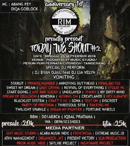 Sampai ketemu tgl 25 Sept Jam 20:00 di Indoor Sexy Music Studio, Cipondoh - Tanggerang. Keepmetalday! #gigs