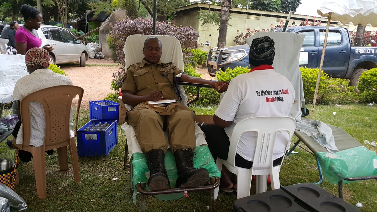 VisionGroup's tweet photo. #VGHealthCamp [PHOTOS]: Police sergeant Hannington donates blood at the 'Nakasero Blood Bank' tent
Cc. @TMbowa https://t.co/Ahkxf1ZvjO