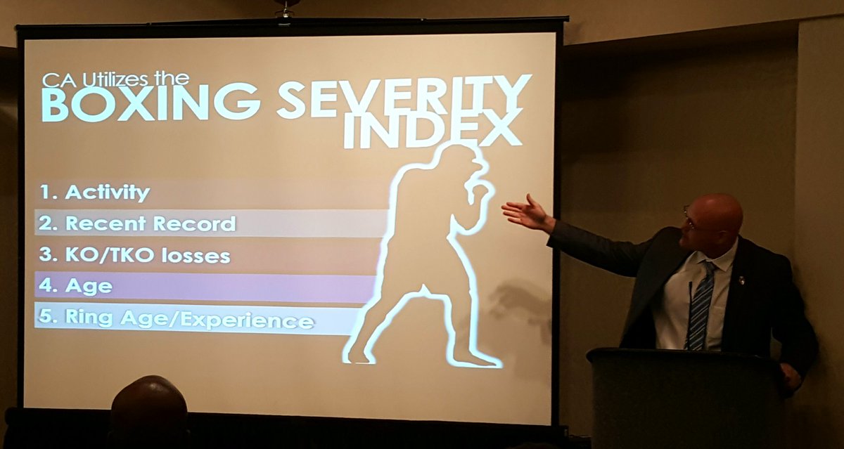 griz1's tweet photo. #CSAC Executive Officer #AndyFoster explains the #boxing severity index. @WBCBoxing @BoxingNewsED #UCNT16 @AANMember @SportsNeuroSoc https://t.co/j4FXVIENiS