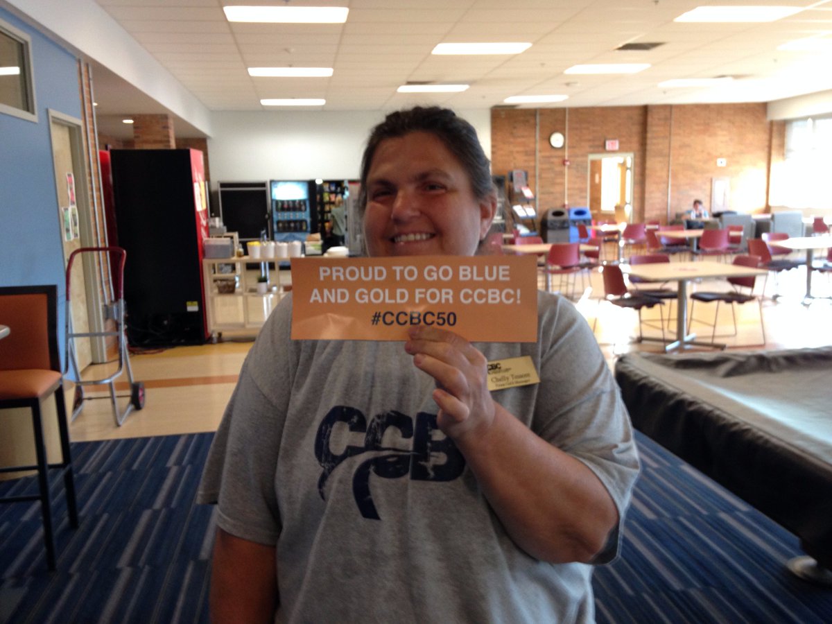 CCBCedu's tweet photo. #CCBC50 is kicking off Paint the Town Blue and Gold. Take a Selfie and tag us, plus use #CCBC50! https://t.co/Ifjnq2hbTi