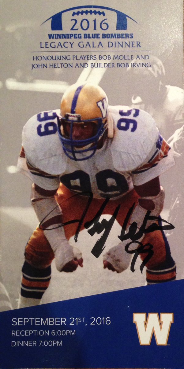 PegCityCade's tweet photo. A few @Wpg_BlueBombers legends signed autographs and chatted last night. @bobmolle @BigBluto63 , Mikawas and Helton were awesome!👍🏻 https://t.co/m1aujALd0E