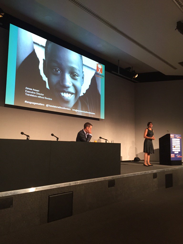 briandcoyle's tweet image. Aimee Ansari and #translatorswithoutborders. Great keynote. Great charity @briandcoyle @KantanMT @atc_translation