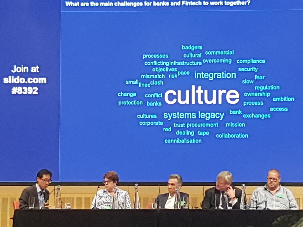 MJTHerbert's tweet photo. Crowdsourcing knowledge from the audience - the main challenges for banks and #fintech to work together #BBAFinTech https://t.co/OI5vSsqL0B