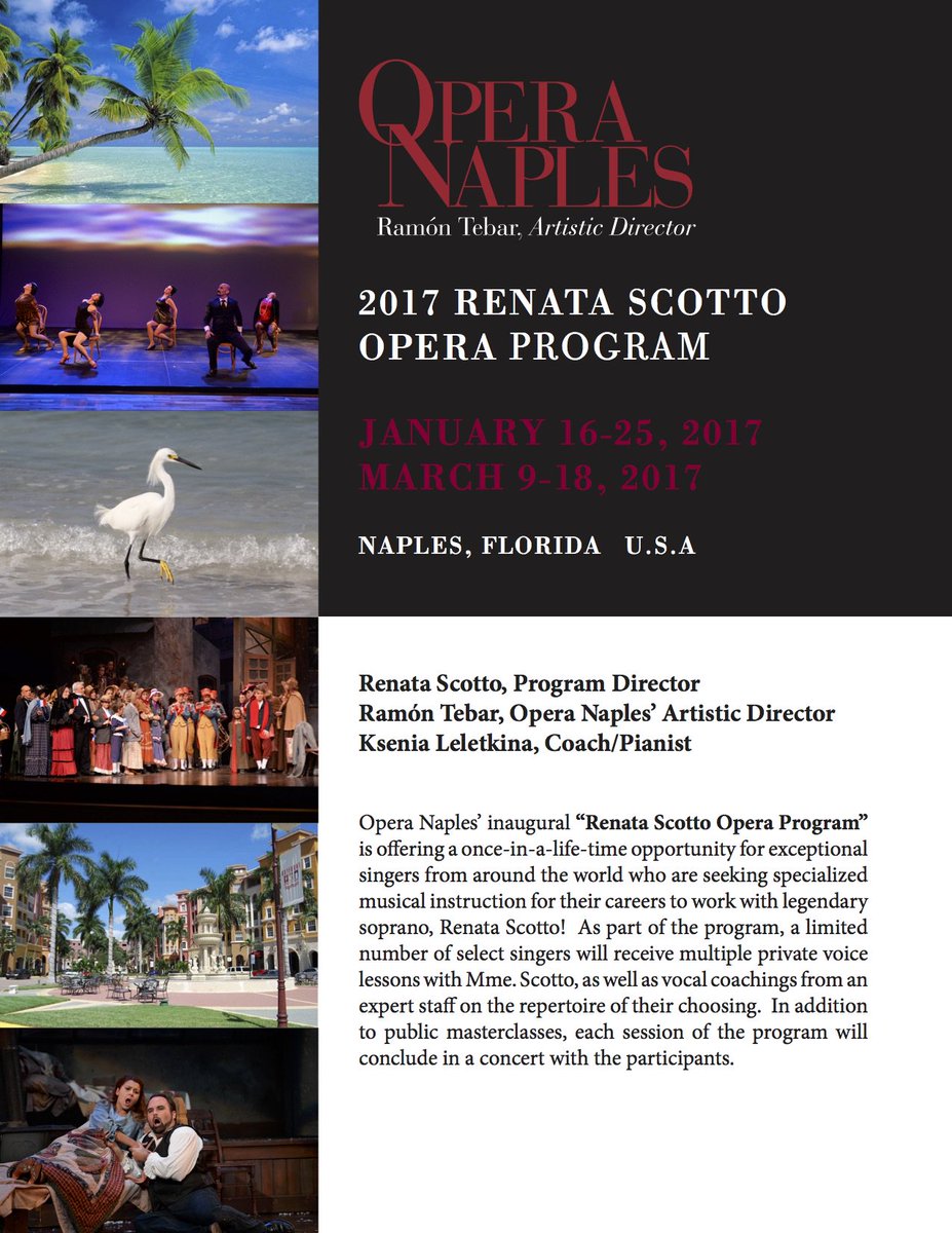 OperaNaples's tweet photo. #RenataScotto #opera Program 2017 at #OperaNaples! Now taking applications. https://t.co/Re1tOO04tM #operaprogram #singers #musicschool https://t.co/78OCbLa6L2
