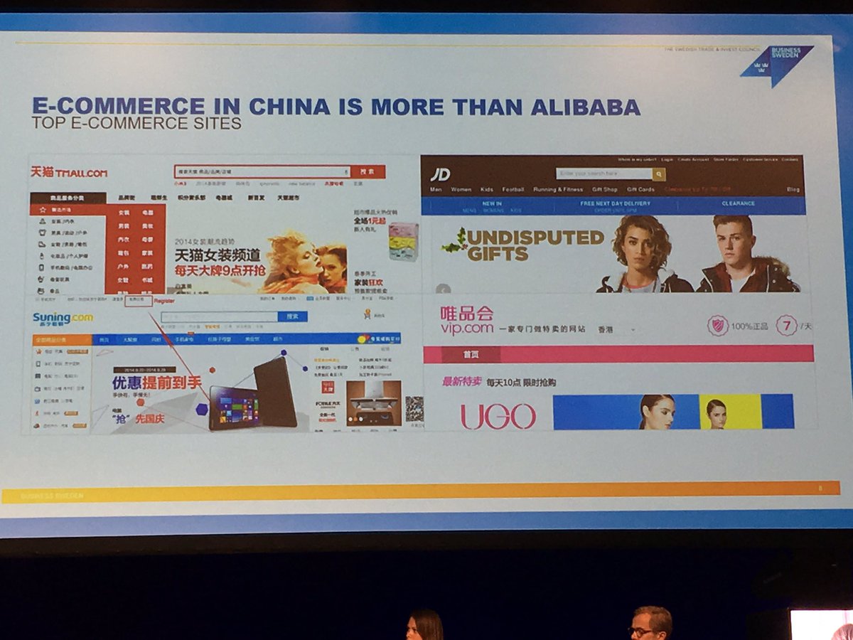 FredrikViskan's tweet photo. Populära butiker online i Kina förutom Alibaba. #eforum16 https://t.co/vplhBoBf8b