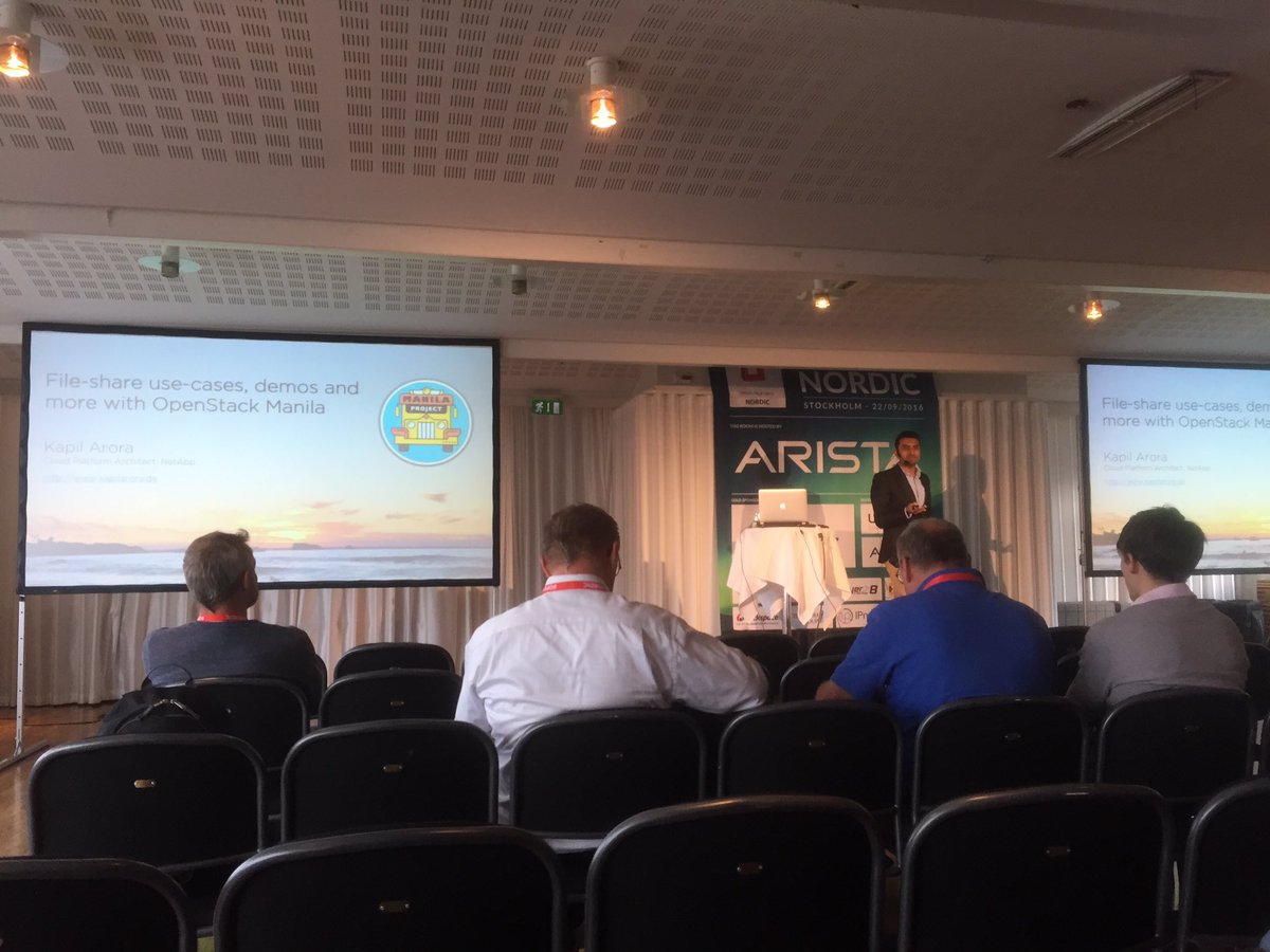 PetterLundKna's tweet photo. Learning a bit about #Manila at #OpenStackNordic https://t.co/JF9qxEIlOc