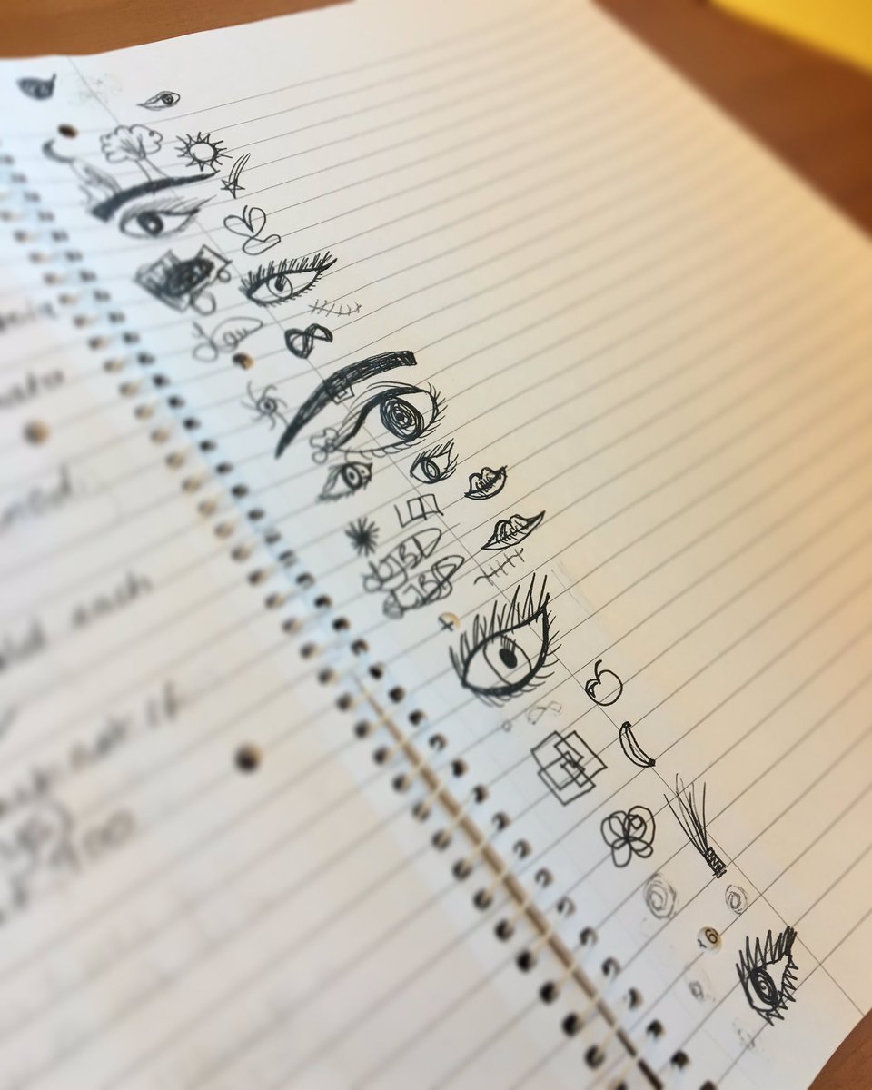 LaurenJayne08's tweet photo. At what point in my 1hr30 phone meeting did I accidentally stop taking notes & start drawing creepy eyes?! #concentrationissues #penranout https://t.co/fxbbwzVc1K