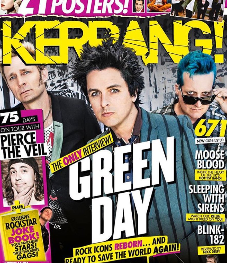 Odetobilliejoe's tweet photo. #GreenDay on both @RollingStone and @KerrangMagazine in recent months! https://t.co/wYUFxw9Xys