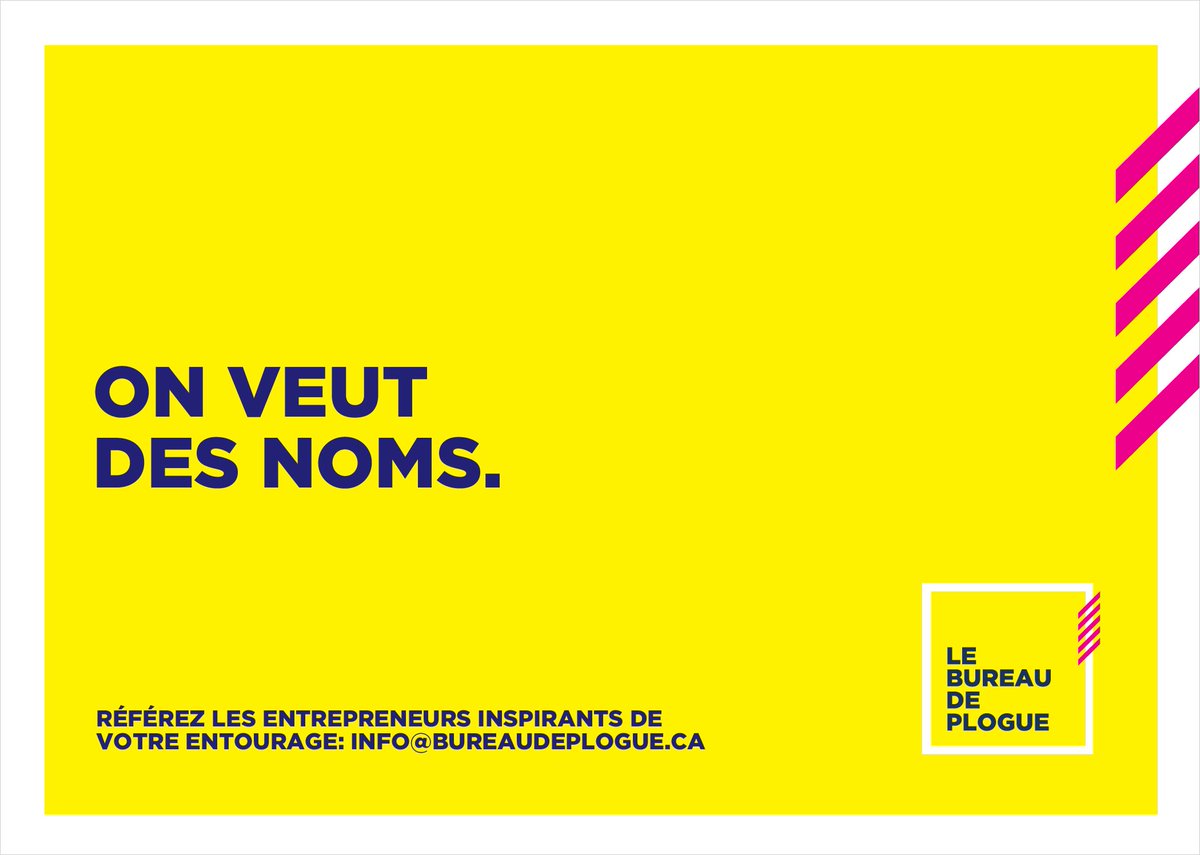 De retour le 6 octobre! D’ici là, référez les #entrepreneurs inspirants de votre entourage > bureaudeplogue.ca/fr/ploguer-un-…