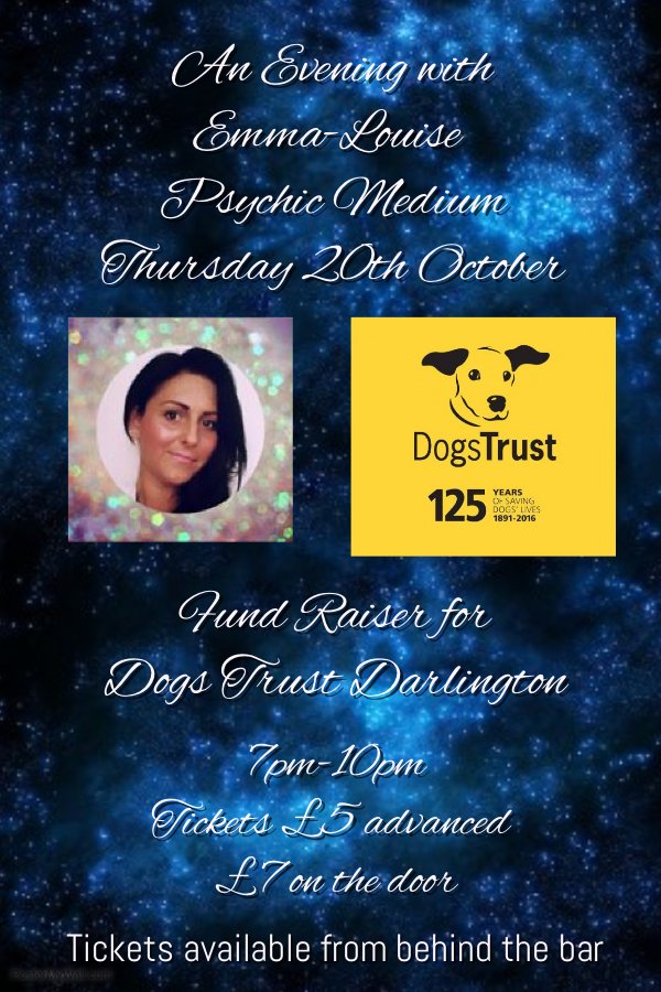 HarrowgateClub's tweet photo. @DT_Darlington fund raiser with @psychicEm at @HarrowgateClub Oct 20th https://t.co/jjRmrJVpAj #SMHour https://t.co/bECDmEtmrG