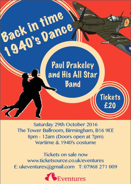 ukeventures's tweet image. 1940's Dance at The Tower Ballroom, Birmingham on 29th October. Join in the celebrations! #1940s #lindyhop #dance #vintage #swingdance
