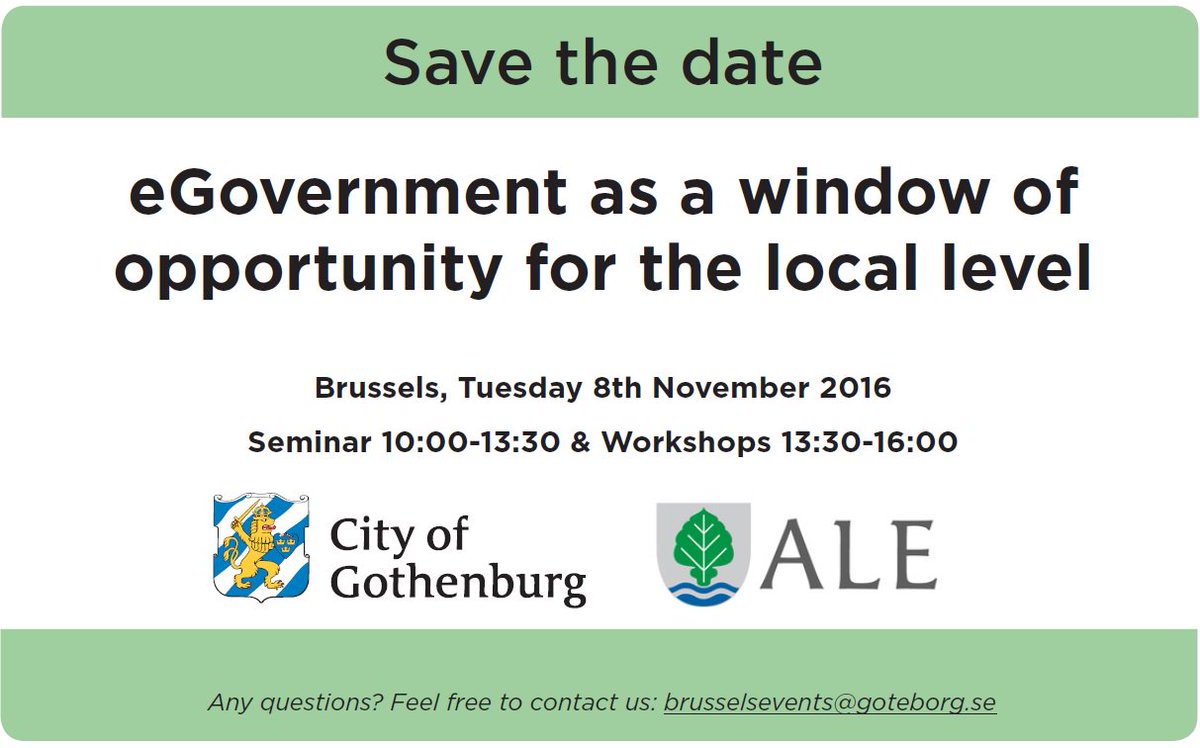 8/11/16 #eGovernment as a window of opportunity 4 the
local level, #eServices #IoT #SmartCities #OpenData Reg+info: bit.ly/eGovEvent