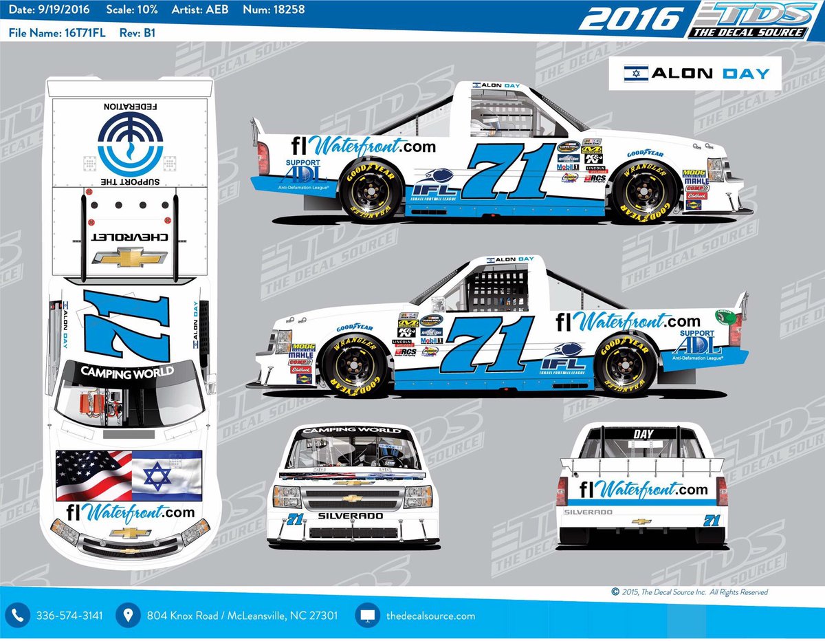 Alon_Day's tweet photo. So thankful and happy to announce that I will race this weekend at @NHMS in the @NASCAR_Trucks driving the no.71 https://t.co/91R4qTcdHN. https://t.co/F4eKbeaBbZ