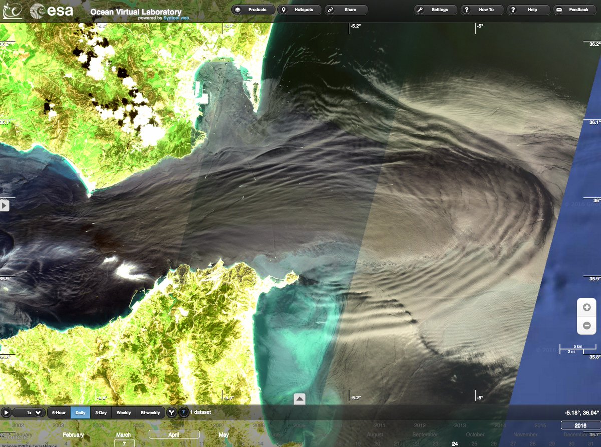 Mammoth internal waves in <a href="/ESA_EO/">ESA Earth Observation</a> <a href="/CopernicusEU/">Copernicus EU</a> #sentinel2 sunglitter images - more hotspots at ovl.oceandatalab.com