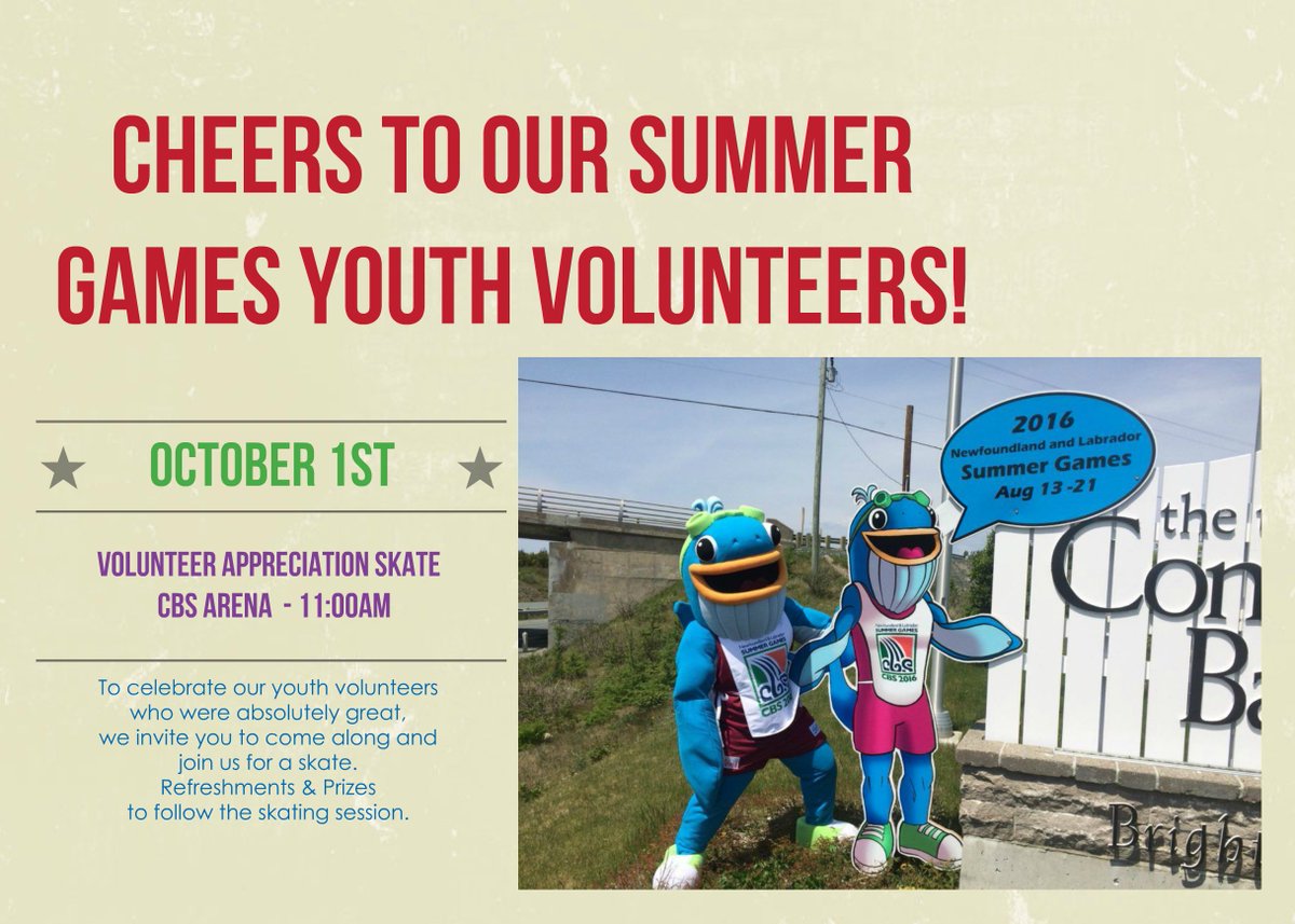 NLGamesCBS2016's tweet photo. 2016 NL Summer Games Youth Volunteers.Please join us Oct 1 for a Volunteer Appreciation Skate. #cbs2016 #thankyou https://t.co/0eFS0Ikow5