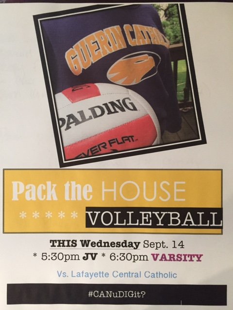 GCHS_Athletics's tweet image. @GCBoosters @GuerinCatholic @GCHSStudent @GCHSVolleyball Pack The House Night 9/14 in the Eagles Nest
