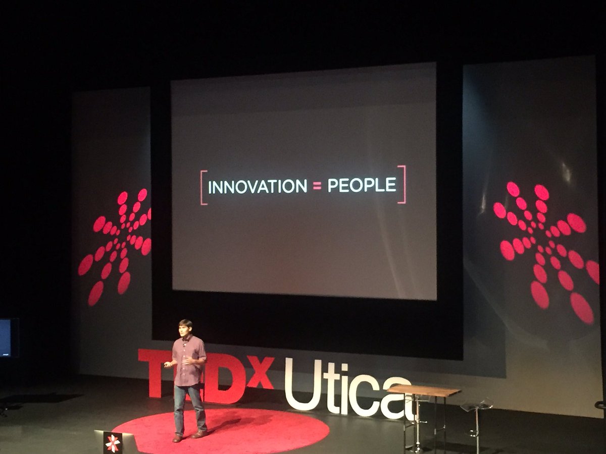 mrocker17's tweet photo. Innovation = People. How many of us are innovating to make the lives of people around us better? #TEDxUtica https://t.co/ruFGwXB2P1