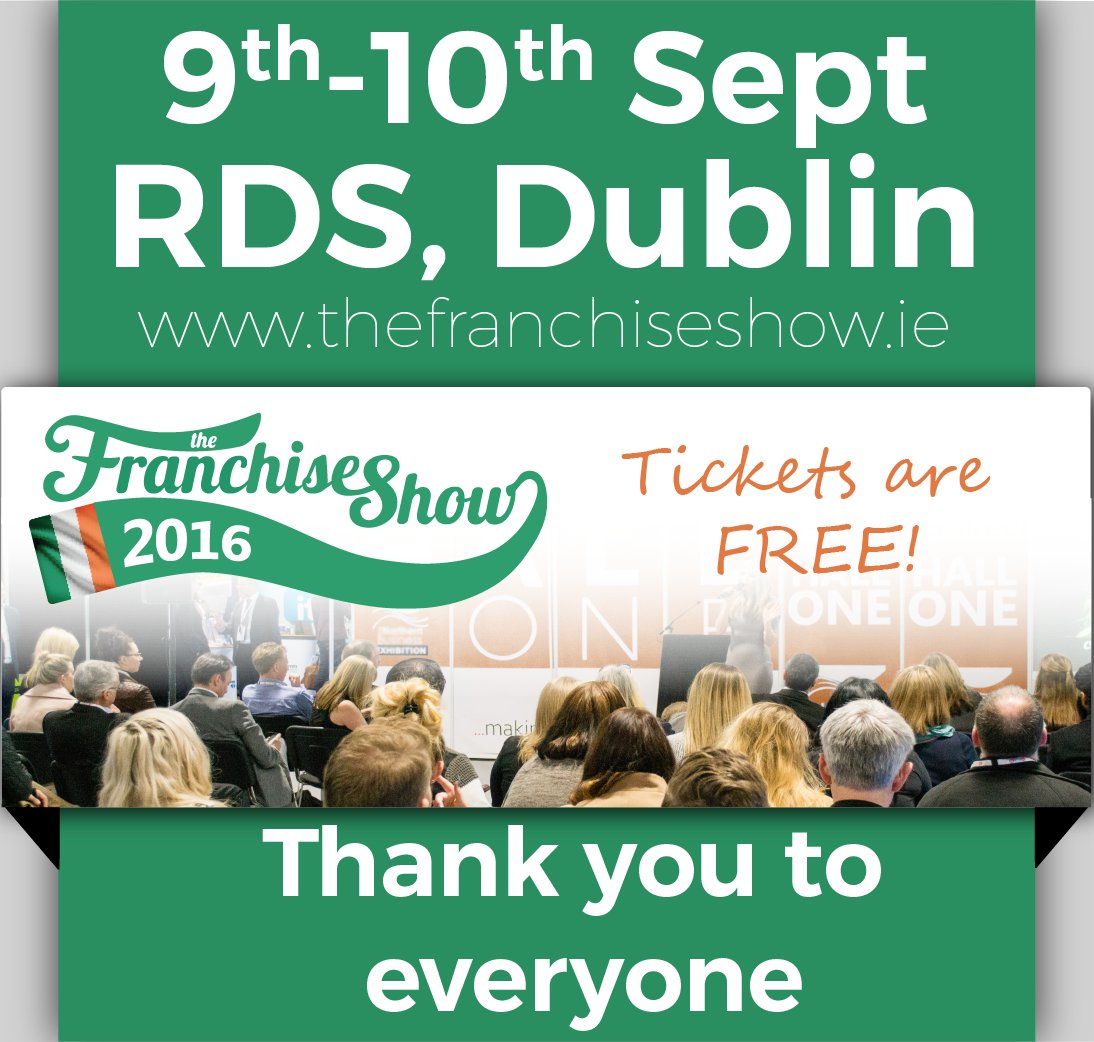 FranchiseShowIE's tweet photo. Thank you to everyone who attended, exhibited, spoke, facilitated and helped us make #TFSD16 a great success! https://t.co/zmjBhXSz9e