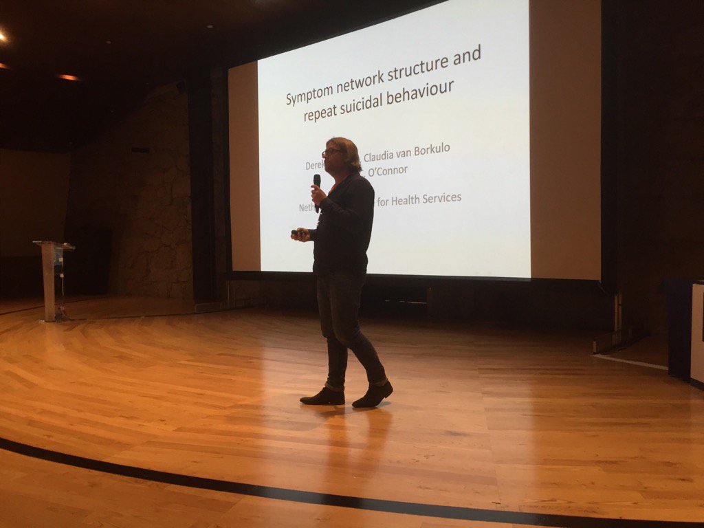 SelfHarmRes's tweet photo. @derekdebeurs discusses very neat network analysis of @suicideresearch IMV model of suicidal behaviour #esssb16 https://t.co/MBWT99Wuw6