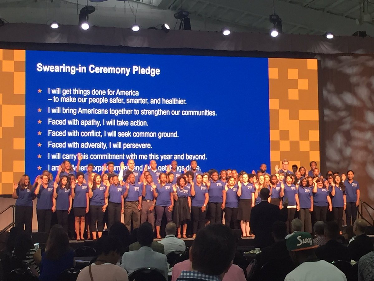 kcambell's tweet image. Love watching new members take #AmeriCorps pledge; I took it in 2005 &amp;amp; still make it today (cc: @AmeriCorpsAlums)