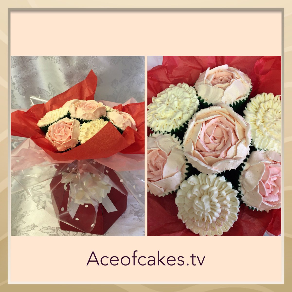 Aceofcakestv's tweet photo. Floral cupcake bouquet #vanilla #jam centres #hand piped https://t.co/2Iphf72ZeR