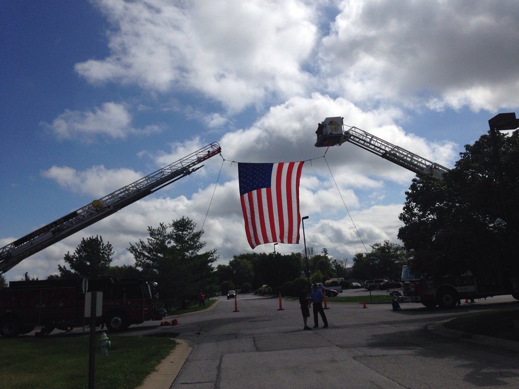 Hoosier Burn Camp Ride about to start. Garrison Flag flying and everybody standing