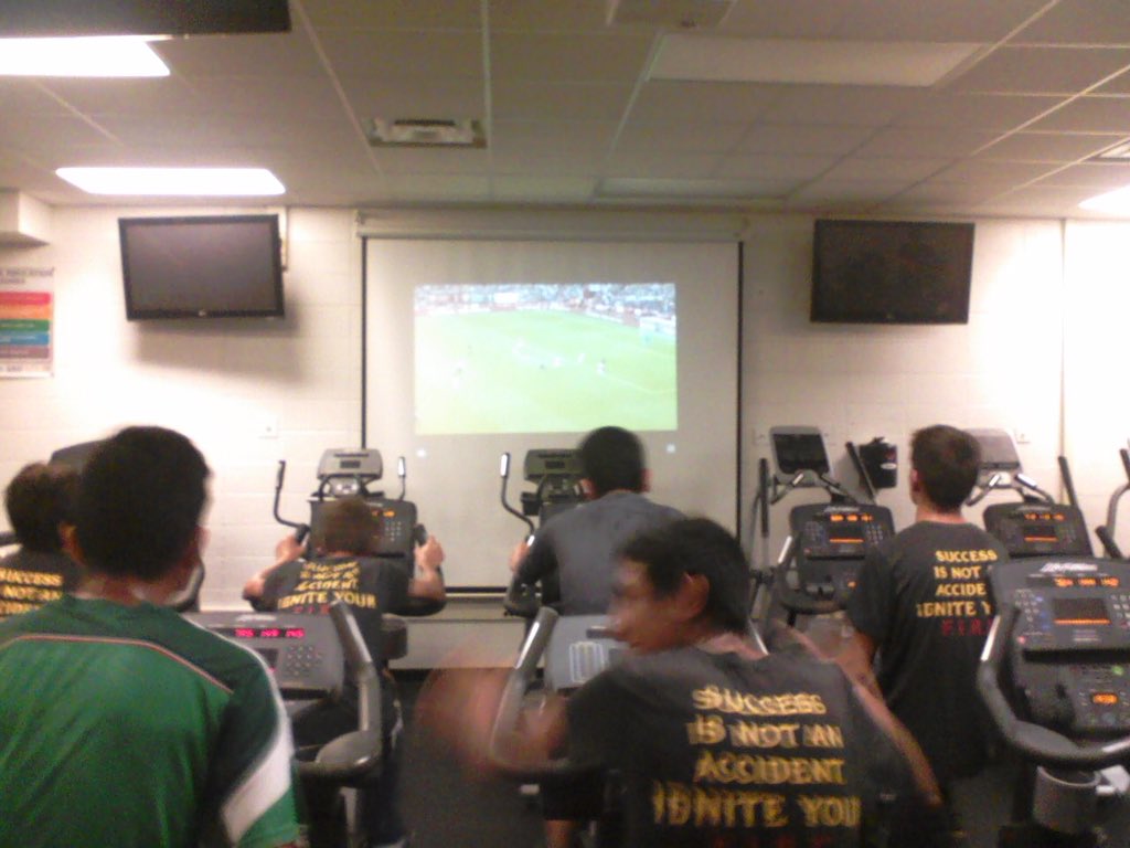 DBSanchis's tweet photo. .@EGHSSOCCER Freshmen doing a nice 10 mile ride in while we watch Arsenal-Southhampton. Scrimmage to follow. #EGFIRE https://t.co/DAMZL0y1G6