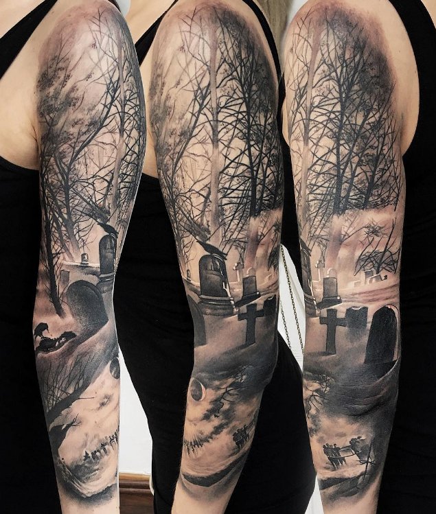 #tattoodotcom #inkoftheday by Cigla
#graveyardtattoo #realistictattoo #macabretattoo #tattoo
ow.ly/3Xnx30449ol