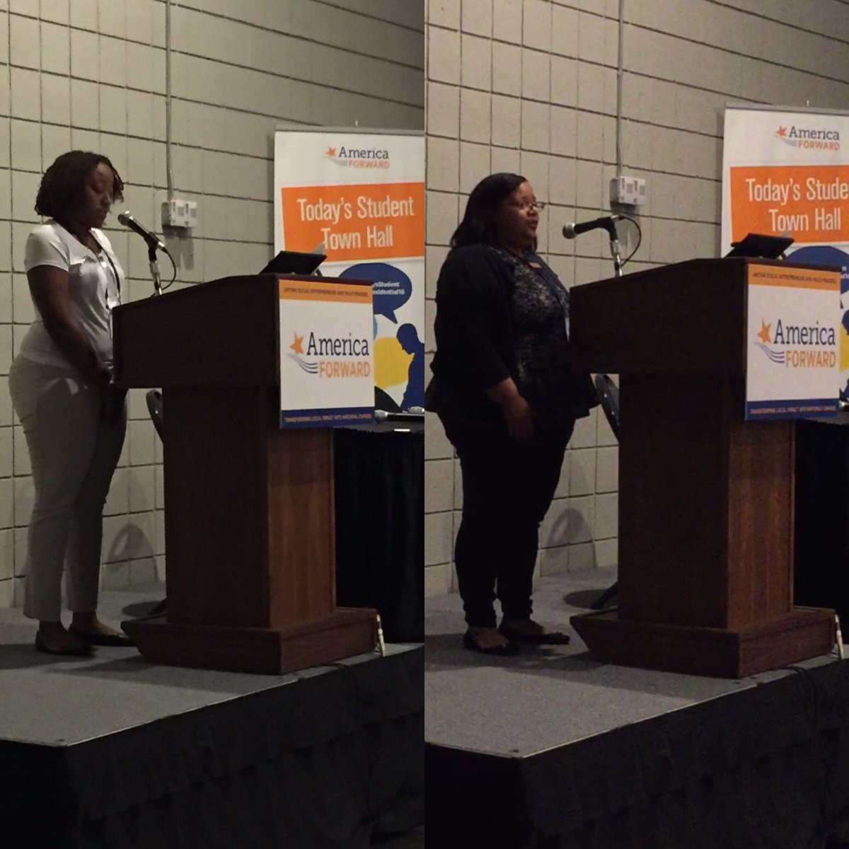 YoungInvincible's tweet image. Thank you Lakrista and Ssire for giving a voice to #TodaysStudent at #OppSummit #TheNationWEMake