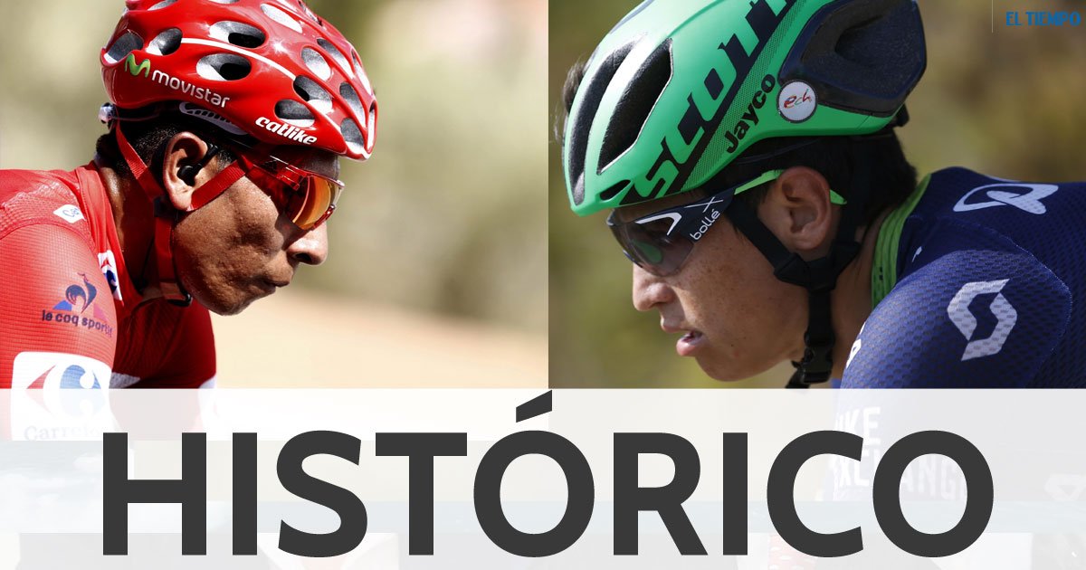 ELTIEMPO's tweet photo. Colombia tiene el 1 y el 3 en la #VueltaAEspaña ¡Emocionante momento de gloria! https://t.co/A7nW104uyM https://t.co/5l8TvK3EWK