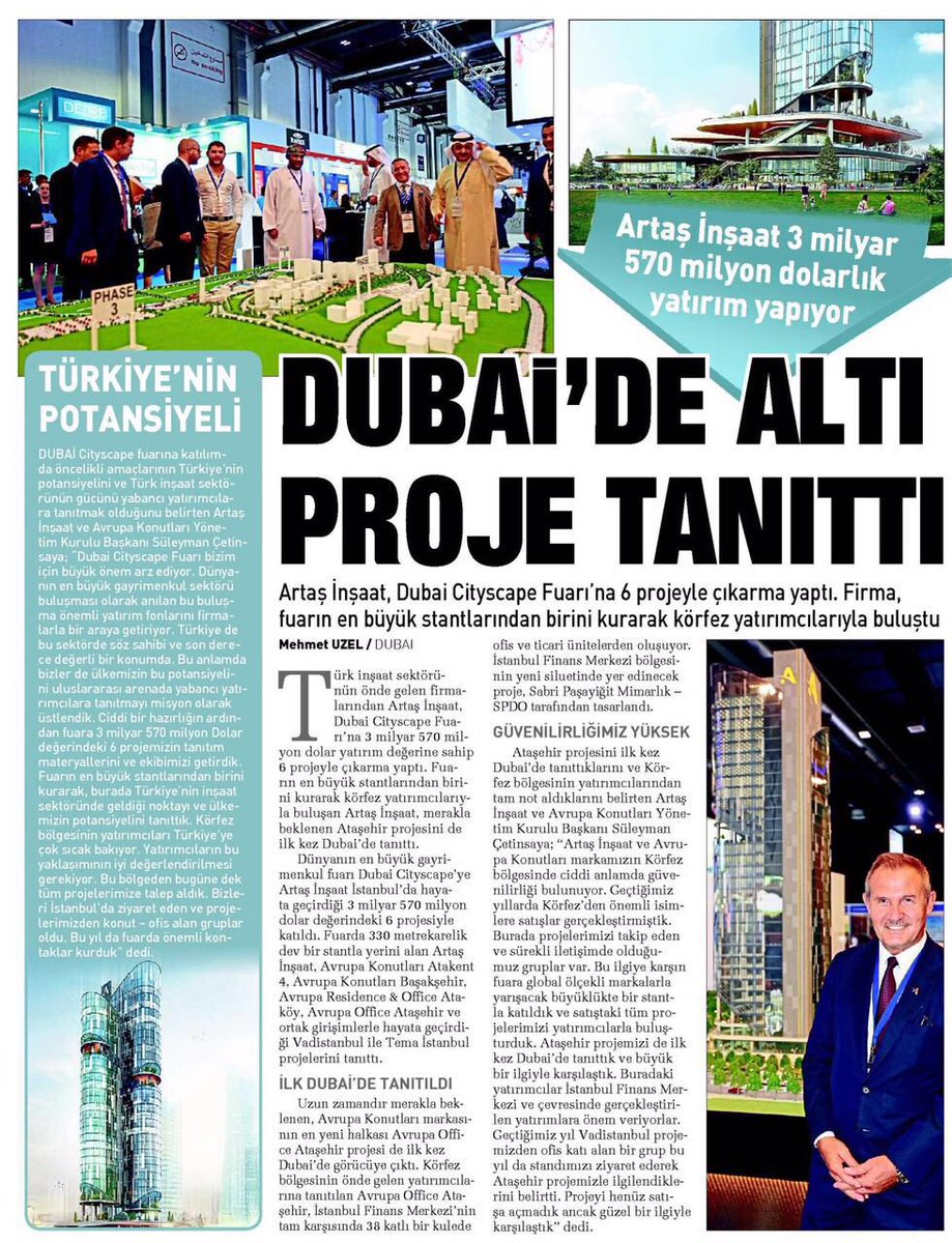 avrupakonutlari's tweet photo. Sabah Gazetesi Haberimiz #sabahgazetesi #artaş #süleymançetinsaya #cityscapeglobal #cityscape2016 #istanbul #turkey https://t.co/Yn6BKDW14T