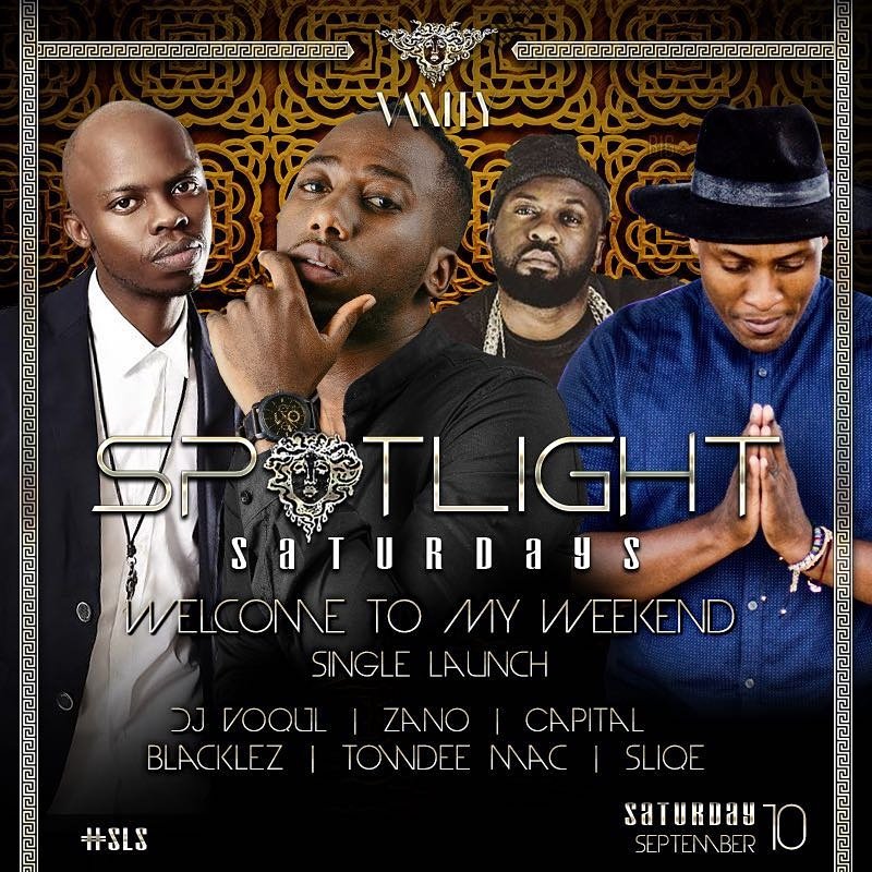 Blaklez's tweet photo. I'm out at Vanity in PTA for the #WelcomeToMyWeekend single launch with @DjVoqul @towdeemac and @ZanoUrban https://t.co/AhEnfxmZf9