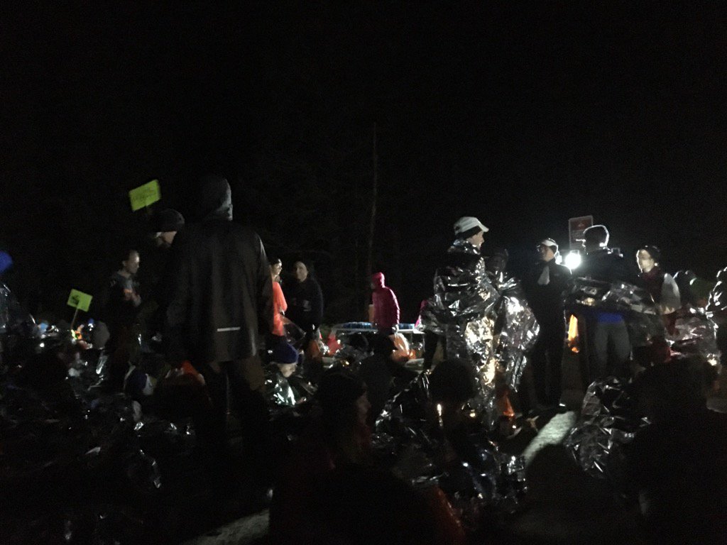 PearceMcCartyMD's tweet photo. #SurrealEncounters Start of Revel Big Cottonwood Marathon - 38F Mylar blanket disco world COLD https://t.co/X53ECdrKKo