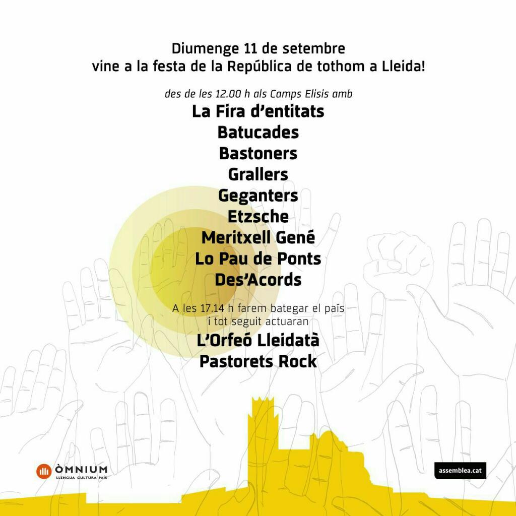 ANCLleidaSegria's tweet photo. Sí, sí, ho heu sentit bé: @lluis_llach !! l'11S2016 a #Lleida #apunt ! #5omni de 12:30 h a 13:30 h a la F. Entitats! https://t.co/I5bFMxFQ8W
