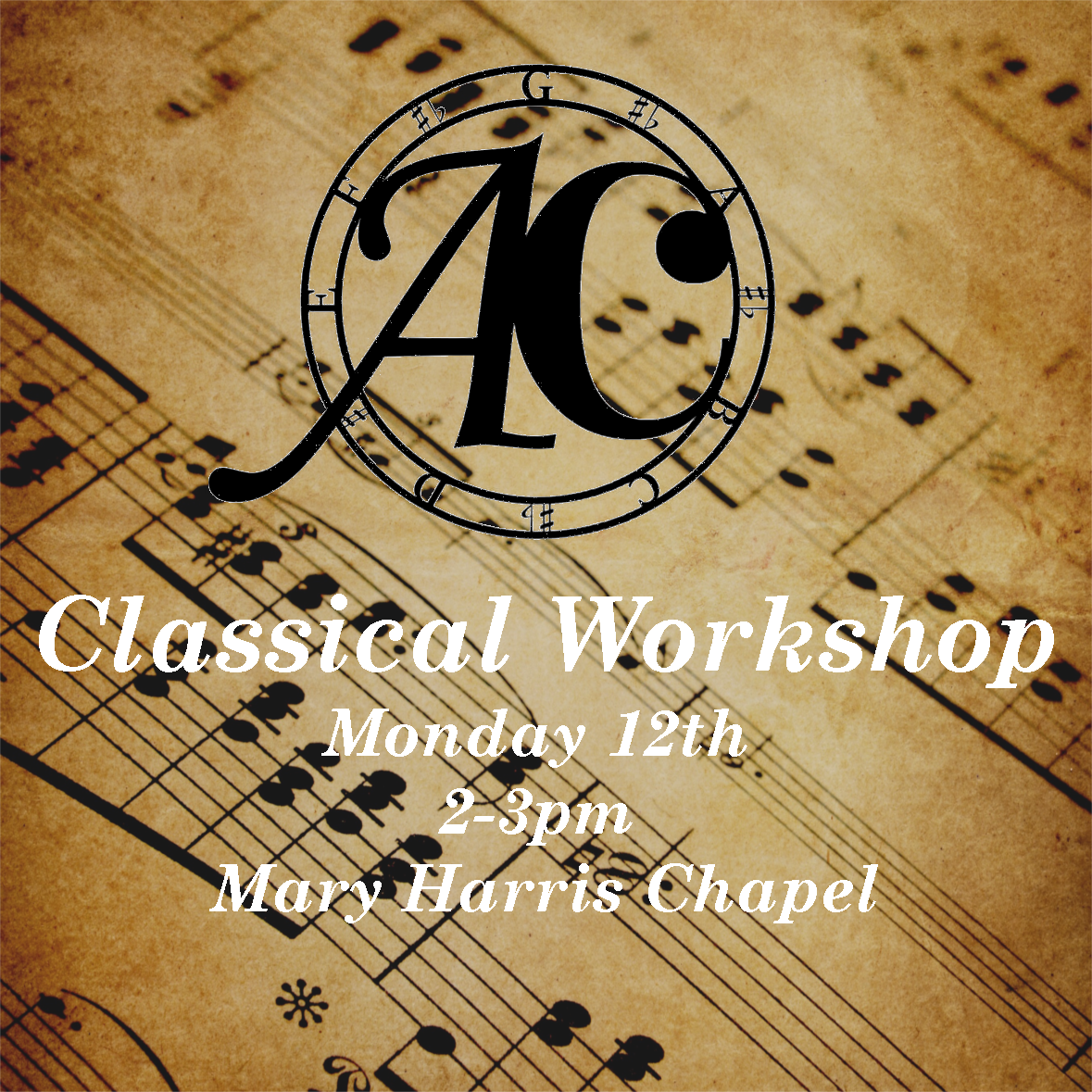 AcaExeter's tweet image. Check out our first Freshers' event, the Classical Workshop, at 2-3pm in Mary Harris Chapel! #cantwait