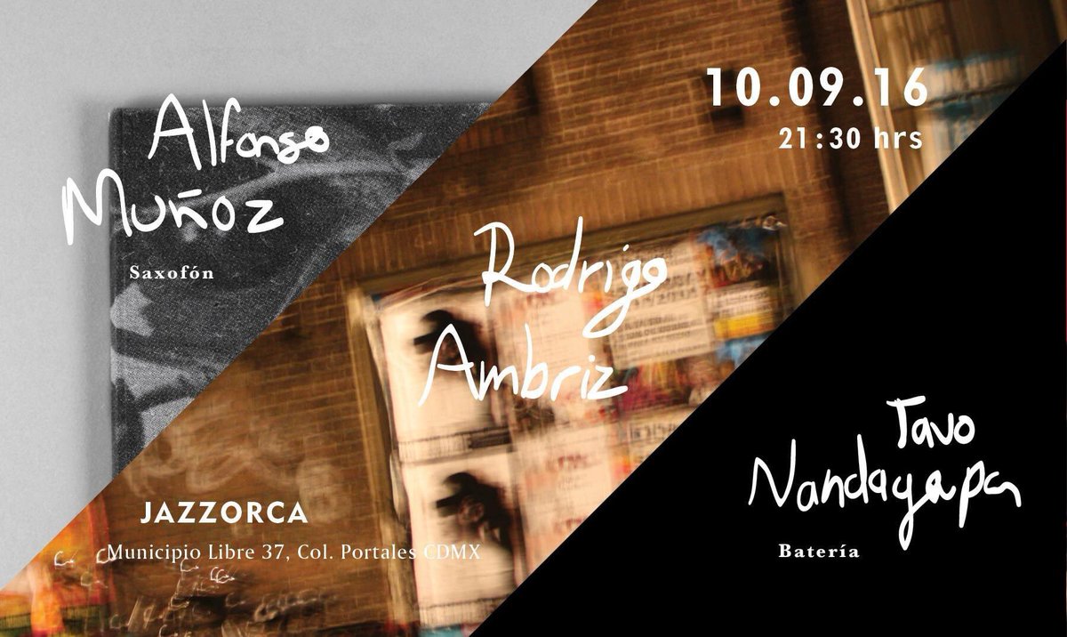 G_Nandayapa's tweet photo. Nos vemos hoy en la Orca.
Don Malfon:: Rodrigo Ambriz:: Gustavo Nandayapa Caigan! $70 #café #Jazzorca https://t.co/YV1T9LjUSu