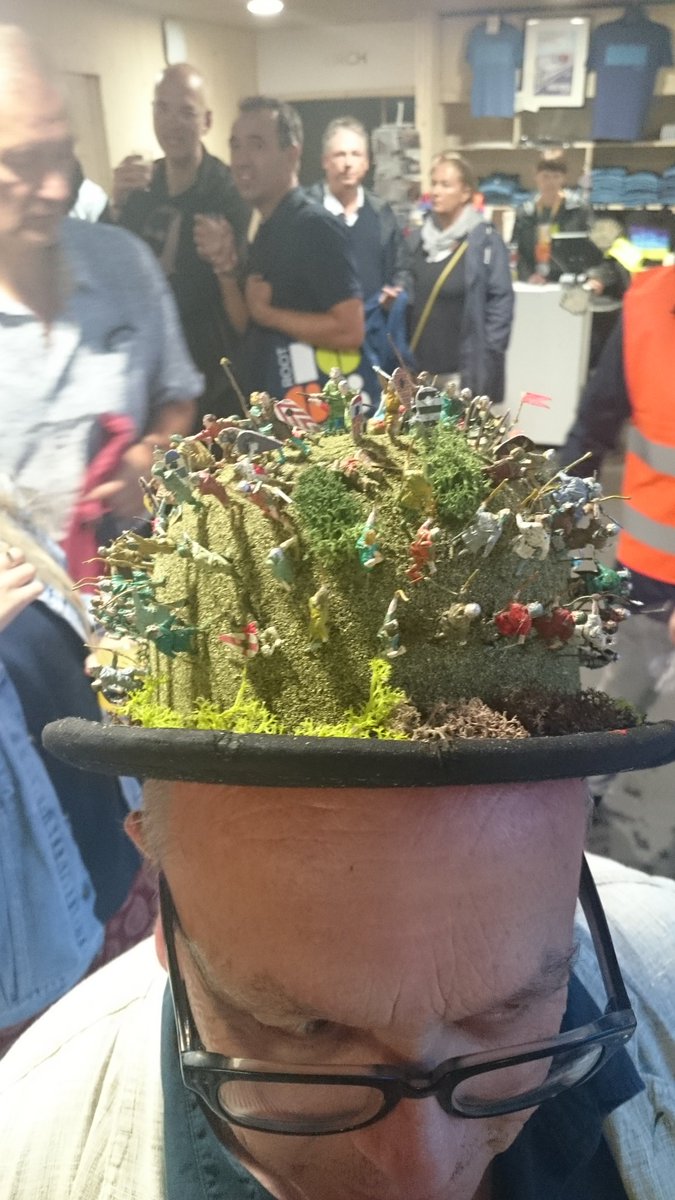 hedleyswain's tweet photo. The Battle of Hastings on a hat! Launch of #Route1066 festival #Hastings tonight https://t.co/wcLAIOEC8G