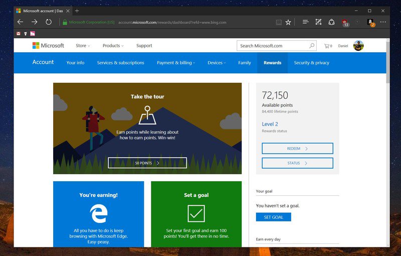 WindowsCentral's tweet photo. Get points to redeem for prizes &amp; more with the new Microsoft Rewards program (US only) https://t.co/axuJbOMv0L https://t.co/D5vR05id1E