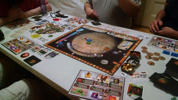 Second game of Terraforming Mars, at 5 player. Shoulda gone Helion...