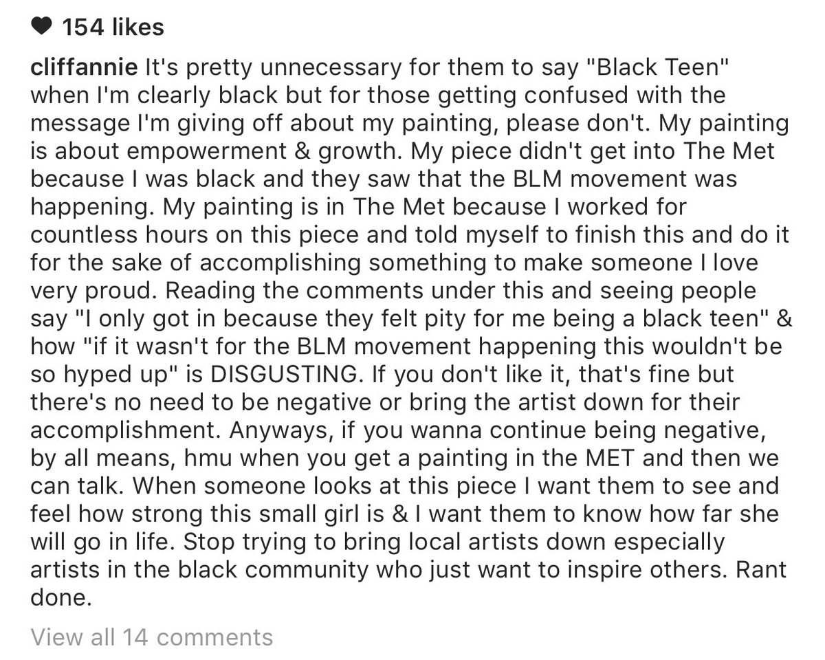 maybecliff's tweet photo. Stop trying to belittle me, I will not stand for it. Artists in the black community deserve better. https://t.co/YWFg8sv5gZ