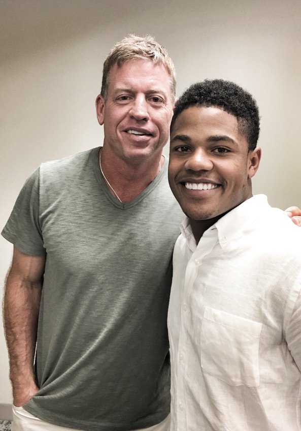 TroyAikman's tweet photo. Met Sterling Shepard today...impressive young man. His father Derrick was a teammate of mine at OU &amp; Dallas https://t.co/jwELDgaa9E