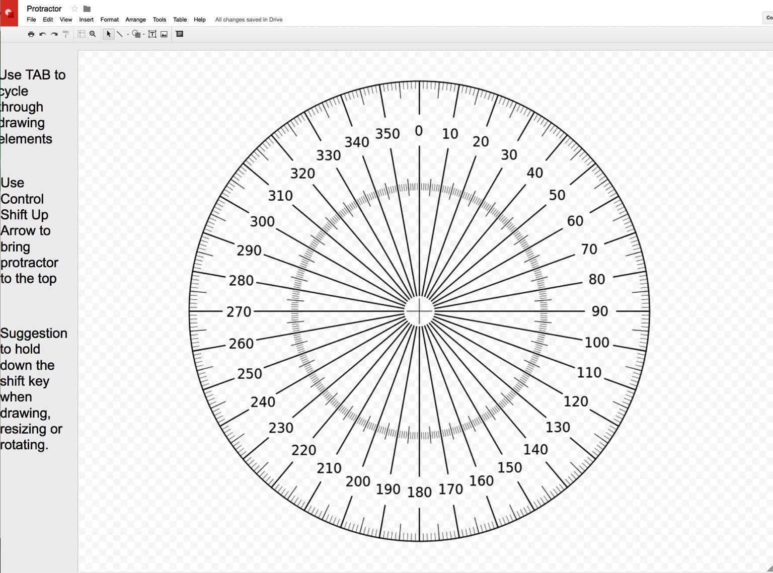 Alice Keeler on Twitter "Here is a protractor for Google Drawing