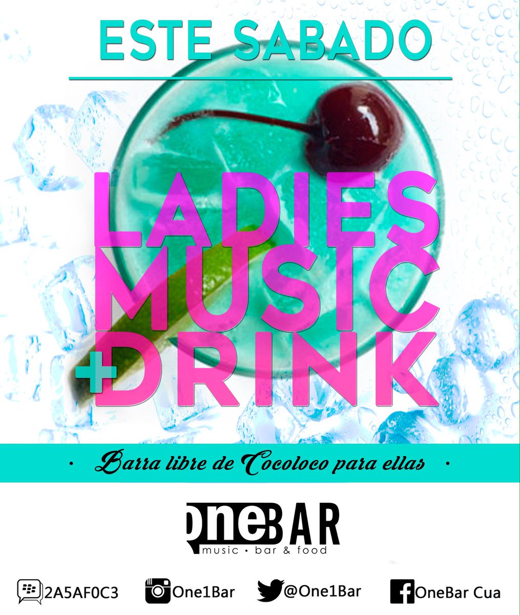 One1Bar's tweet photo. Hoy LADIES+MUSIC+DRINKS
Barra libre de cocoloco para ellas https://t.co/vhBGd0lYVJ