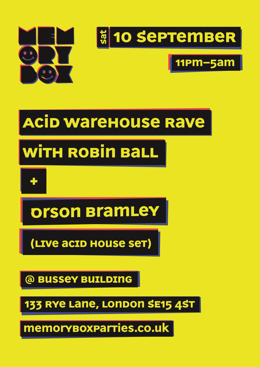 djrobinball's tweet photo. Tonight #acid #warehouse #rave at @Busseybuilding £10 on the door. #MemoryBoxAcid https://t.co/Vci8xR6eIT