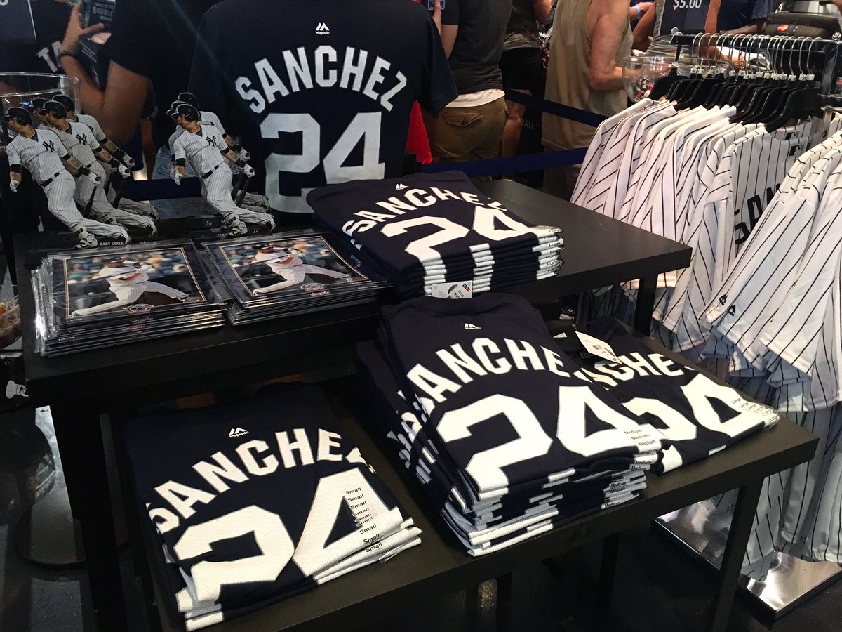 Yankees's tweet image. In the meantime, stop by the team store in section 119. We have @ElGarySanchez 🔥🔥🔥