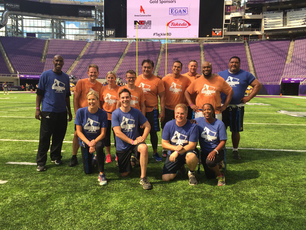 WCCOShaffer's tweet photo. We played...we survived. All for #TackleIBD. @jennifermayerle @DavidMcCoyWCCO @Matt_Brickman @KimJohnsonWCCO https://t.co/IGfjVV1TR3