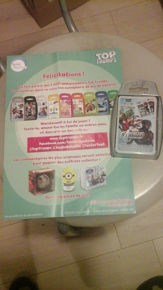 celinecapelle5's tweet photo. #TopTrumps #JeuDeBataille #TesterTout Merci pour ce test de jeu @Avengers mes enfants se sont bien amusés 😉 https://t.co/JvMHqp9WWp