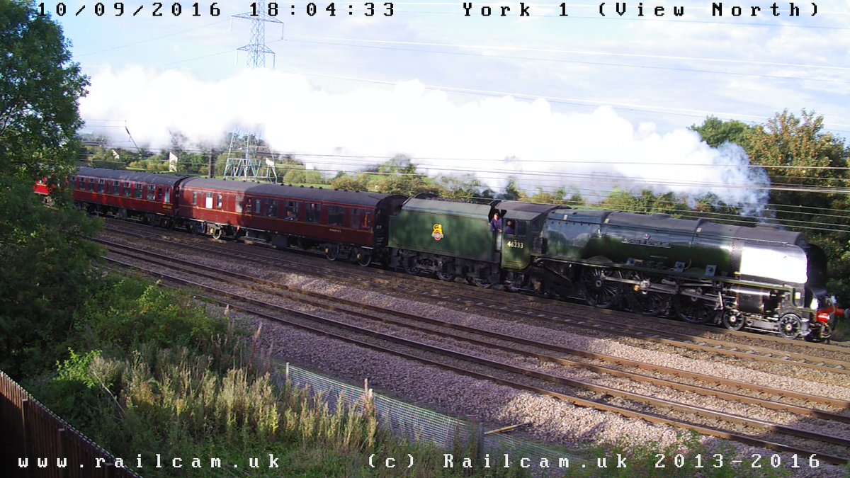 railcamlive's tweet photo. 46233 Duchess of Sutherland passing our York Cams with The North Eastern @PRCLT6233 @DawlishBeach @rlyherald https://t.co/p6ewx7iojn